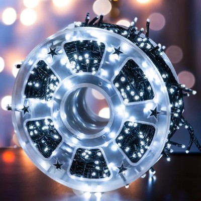 Instalatie de Craciun tip Liniara cu fir negru, 50 m, 500 LED-uri, Alb Rece, Flash