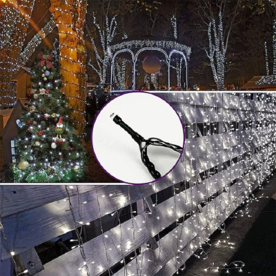 Instalatie Rola de Craciun, 50 m, 500 leduri, Liniara Brad, Alb Rece / ghirlanda luminoasa lunga exterior