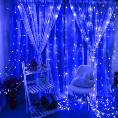 Instalatie de Craciun, Perdea, 3 m x 3 m, Perdea Albastra, 300 leduri, perdea luminoasa / girlande / luminite 