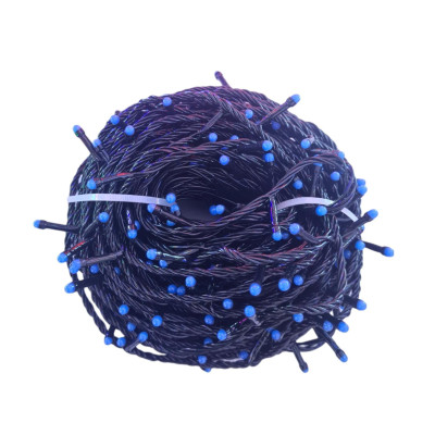 Instalatie de Craciun, 5 m, Liniara, Albastru, 60 leduri mici, fir negru, ghirlanda luminoasa pentru brad