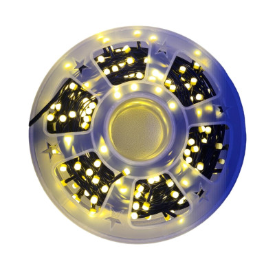 Instalatie de Craciun, 50 m, Liniara, Alb Cald, 500 Leduri V8-360 plate cu invelis colorat, fir negru, ghirlanda luminoasa pentru brad