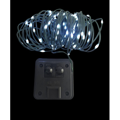 Instalatie luminoasa de Craciun, Liniara, 10 m, cu incarcare solara, 100 leduri, cu panou fotovoltaic, Alb rece