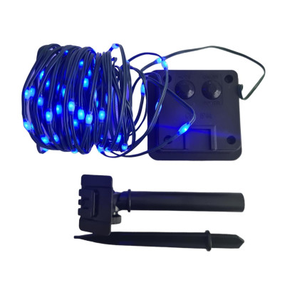 Instalatie luminoasa de Craciun, Liniara, 10 m, cu incarcare solara, 100 leduri, cu panou fotovoltaic, Albastru