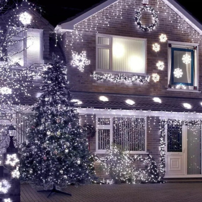 Instalatie luminoasa de Craciun tip Perdea cu efect de apa curgatoare, 3 m x 1 m, 100 leduri mici, Alb rece