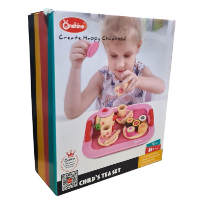 Jucarie educativa tip Set, Ceai si Prajituri, 13 piese, Lemn