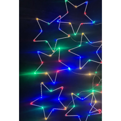 Instalatie de Craciun decorativa, Lungime 2,4 m cu 8 Stelute, Multicolor