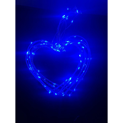 Instalatie de Craciun decorativa, Lungime 2,4 m cu 8 inimioare, Albastru