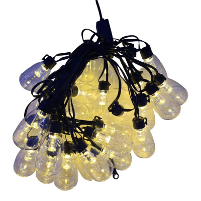 Instalatie luminoasa tip Ghirlanda liniara, 10 m, cu 30 becuri led Ovale, interconectabila, lumina Calda, 220V, IP44, pentru Terasa / Gradina