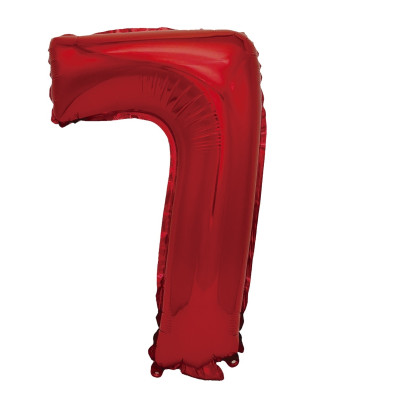Balon din folie metalizata, Cifra 7, 100 cm, Rosu