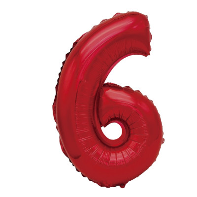 Balon din folie metalizata, Mirific Party, cifra 6, 40 cm, Rosu