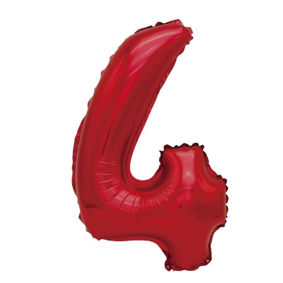 Balon din folie metalizata, Mirific Party, cifra 4, 40 cm, Rosu