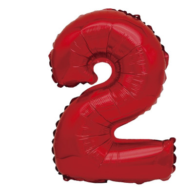 Balon din folie metalizata, Mirific Party, cifra 2, 40 cm, Rosu