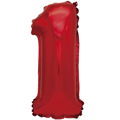 Balon din folie metalizata, Mirific Party, cifra 1, 40 cm, Rosu