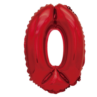 Balon din folie metalizata, Mirific Party, cifra 0, 40 cm, Rosu