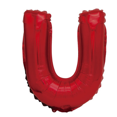 Balon din folie metalizata, Mirific Party, litera U, 40 cm, Rosu