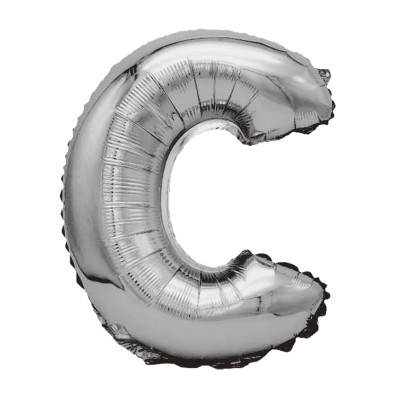 Balon din folie metalizata argintie, Litera C, 40 cm, Silver