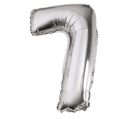Balon din folie metalizata argintie, Mirific Party, Cifra 7, 40 cm, Silver