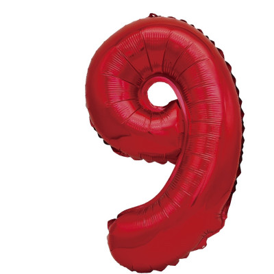 Balon din folie metalizata, Mirific Party, cifra 9, 40 cm, Rosu