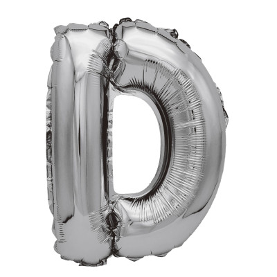 Balon din folie metalizata argintie, Litera D, 80 cm, Silver