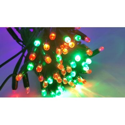 Instalatie de Craciun tip liniara cu FLASH, 10 m, 100 leduri, Multicolor, fir Negru / ghirlanda luminoasa interconectabila