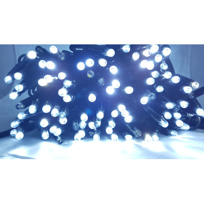 Instalatie de Craciun tip liniara cu FLASH, 20 m, 200 leduri, Alb Rece, fir Negru / ghirlanda luminoasa interconectabila