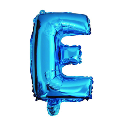 Balon din folie metalizata Albastru, Litera E, 80 cm