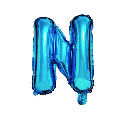 Balon din folie metalizata Albastru, Mirific Party, Litera N, 80 cm