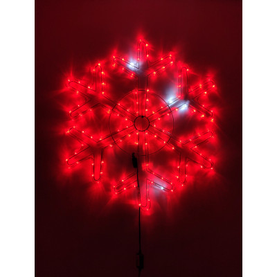 Instalatie de Craciun, Figurina Fulg din furtun led pe suport metalic, Rosu cu FLASH, 9035R, Figurina luminoasa furtun led exterior Sdx Marketï¿½