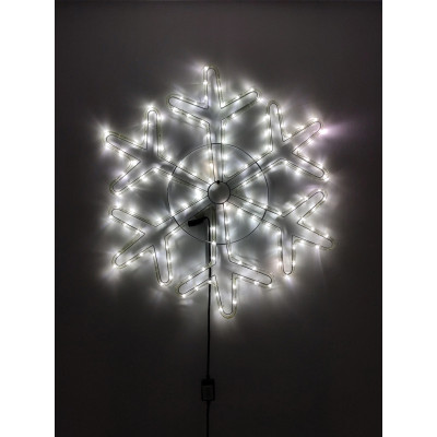 Instalatie de Craciun, Figurina Fulg din furtun led pe suport metalic, Alb Rece cu FLASH, 9035W, Figurina luminoasa furtun led exterior Sdx Marketï¿½