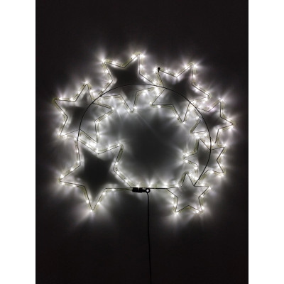 Instalatie de Craciun, Figurina 7 stele din furtun led pe suport metalic, Alb Rece cu FLASH, 9036W, Figurina luminoasa furtun led exterior Sdx Marketï¿½