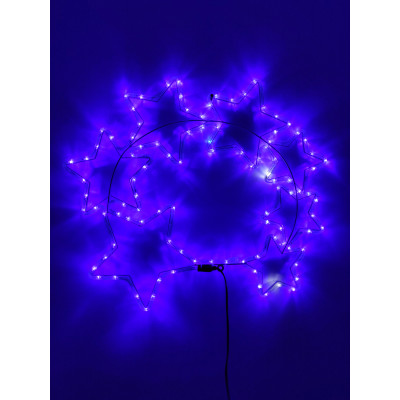 Instalatie de Craciun, Figurina 7 stele din furtun led pe suport metalic, Albastru cu FLASH, 9036B, Figurina luminoasa furtun led exterior Sdx Marketï¿½