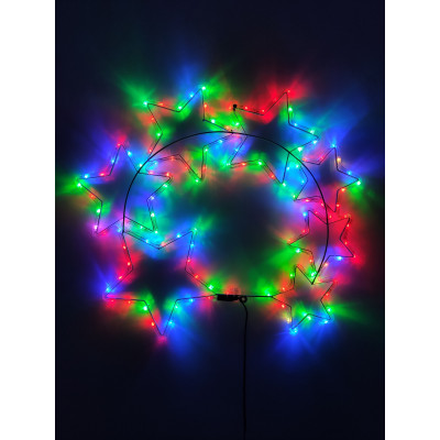 Instalatie de Craciun, Figurina 7 stele din furtun led pe suport metalic, Multicolor, 9036M, Figurina luminoasa furtun led exterior Sdx Marketï¿½