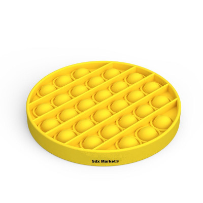 Jucarie senzoriala din silicon Push Pop Bubble, 12.5 x 12.5 x 1.5 cm, Galben Sdx Marketï¿½