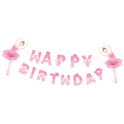 Ghirlanda Happy Birthaday 4.5 m cu Balerine roz