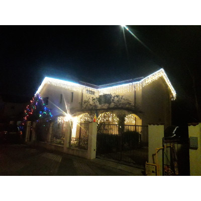 Instalatie de Craciun 8 m x 1 m, FLASH, Perdea Alba Cald, 360 leduri, 6030WW fir negru / perdea luminoasa exterior / ghirlanda Sdx Marketï¿½
