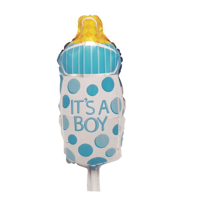 Balon din folie tip biberon albastru It's a boy 30 cm