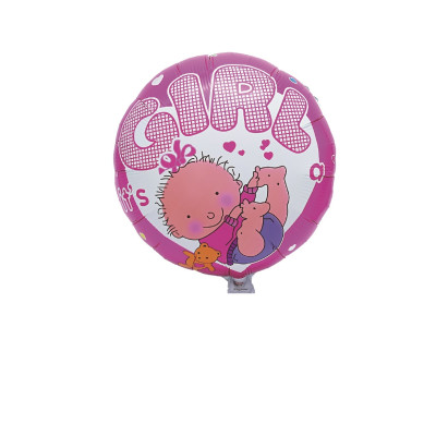 Balon din folie rotund, GIRL, roz 45 cm