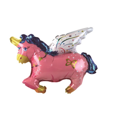 Balon figurina din folie de aluminiu tip Unicorn Roz, 88 cm