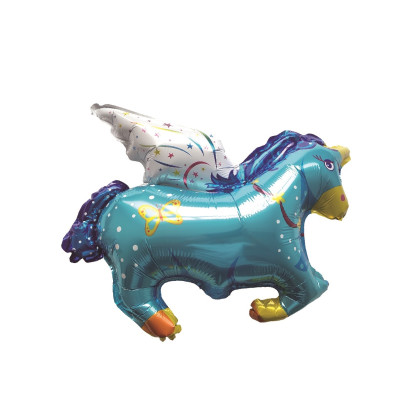 Balon figurina din folie de aluminiu tip Unicorn Albastru, 88 cm