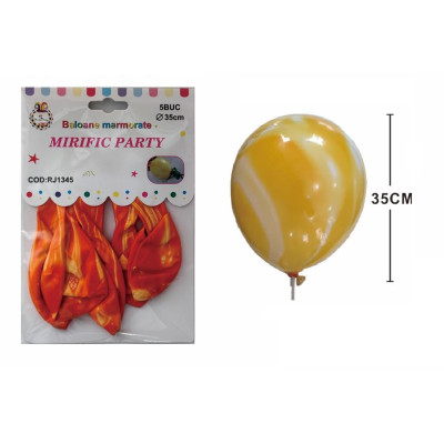 Set 5 Baloane latex, galben marmorat, 35 cm