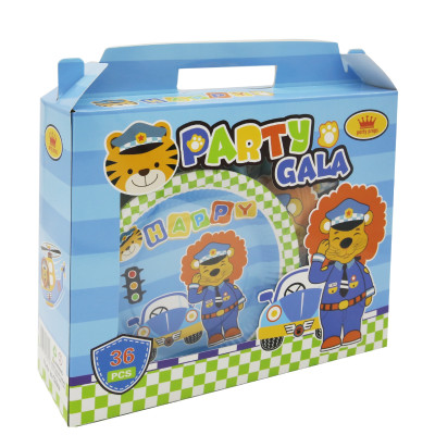 Set 36 accesorii pentru petrecerea copiilor, 6 piese, tematica animalute, Party Gala