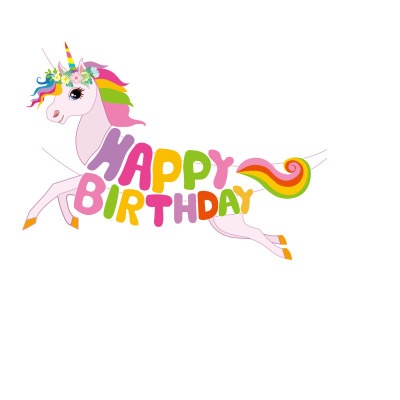 Ghirlanda Happy Birthaday 4.5 m Tip Unicorn Curcubeu