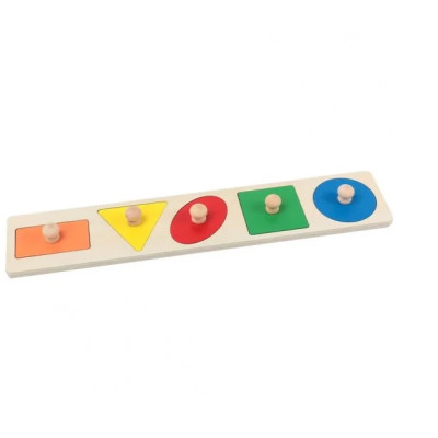 Puzzle Montessori tip buton cu 5 forme geometrice