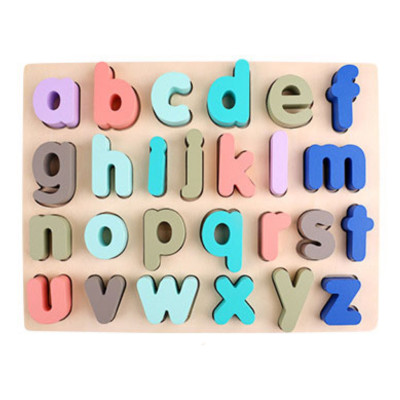 Puzzle 26 piese, Alfabet Litere de mana, Pastel