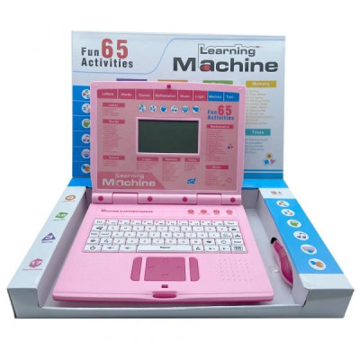 Laptop pentru Copii cu Mouse 65 Functii Limba Engleza, Roz