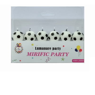 Set 6 lumanari aniversare pentru tort, tip mingiute fotbal, 6 cm