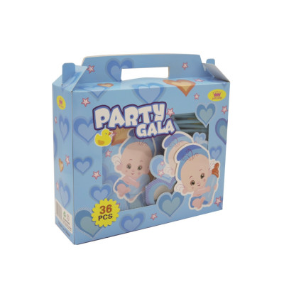 Set 36 accesorii pentru petrecerea copiilor, tematica bebe, albastru, Party Gala