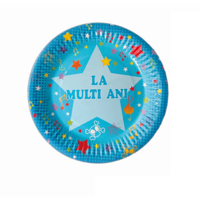 Set 8 farfurii petrecere, La multi ani, Star, 18 cm