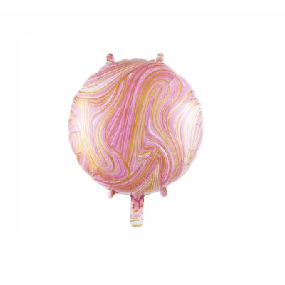 Balon figurina din folie de aluminiu, rotund, Roz Satirat, 45 cm