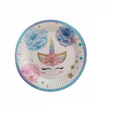 Set 8 farfurii petrecere, tip unicorn, 18 cm